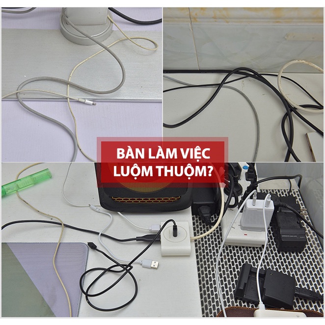 Nẹp dây điện SOSAMA luồn dây điện, sạc, chuột, bàn phím gọn gàng bàn làm việc HG-001200