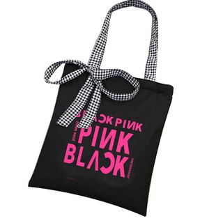 Túi chất liệu vải bố họa tiết chữ BLACKPINK bảo vệ môi trường cho nữ