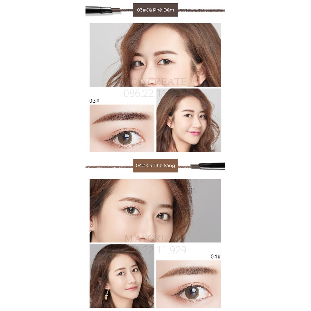 Chì Kẻ Mày MAYCREATE Bút Kẻ Lông Mày Lâu Trôi 2 Đầu Eyebrow Hàng Nội Địa Trung