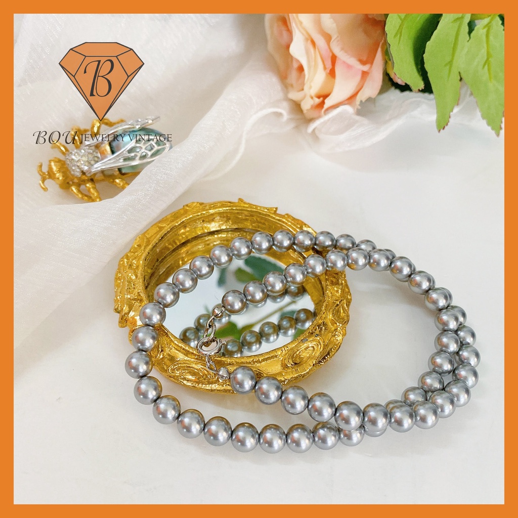 VÒNG CỔ TRAI ĐÁ SECONDHAND TRANG SỨC SI NHẬT BẢN BOU JEWELRY VINTAGE MÃ VC380-M1