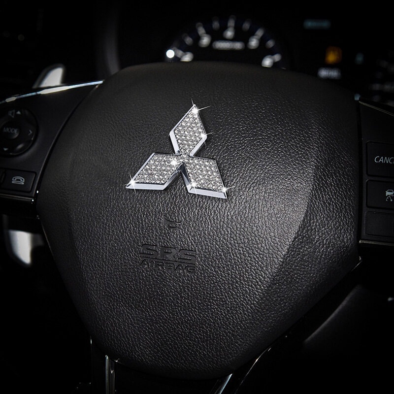 Logo Đính Kim Cương Giả Trang Trí Vô Lăng Xe Hơi Mitsubishi ASX Triton Pajero Outlander Attrage Mirage Xpander Lancer Adventure Grandis Storm Fuso Montero