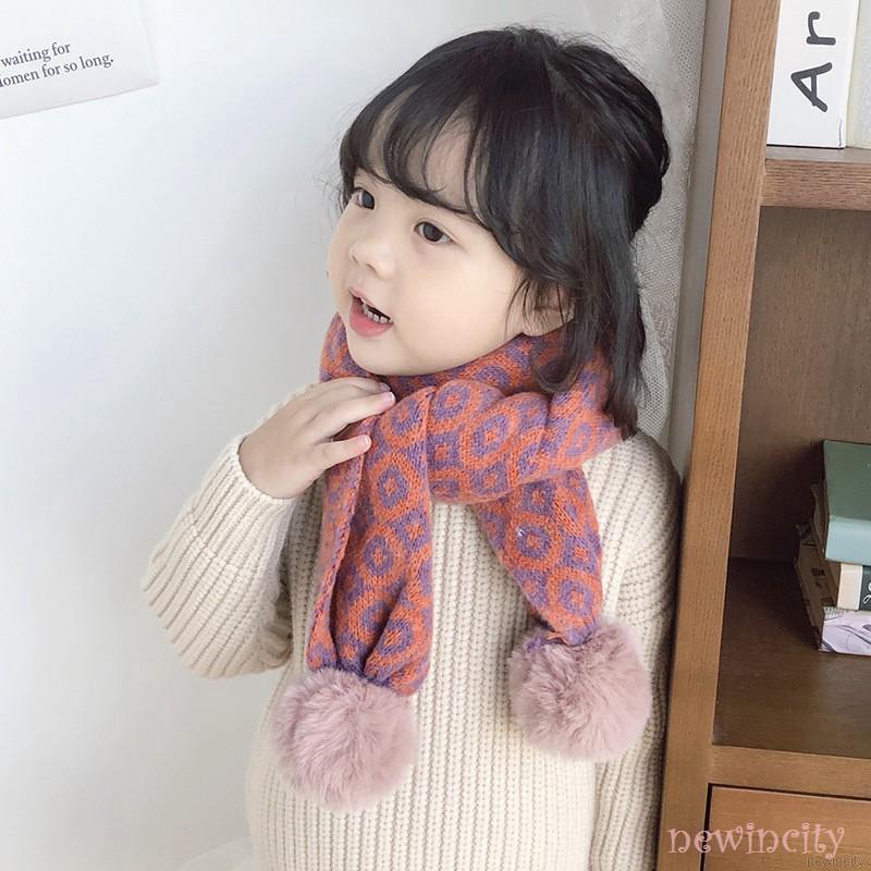 Khăn choàng cổ dệt kim thiết kế đơn giản phong cách Hàn Quốc dành cho bé