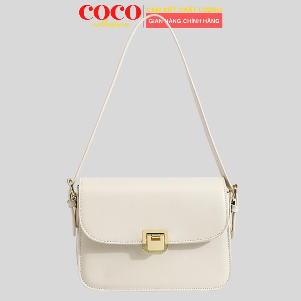 Túi xách nữ khoá gập da trơn dáng vuông thời trang kẹp nách cao cấp đi làm đi chơi, túi đeo chéo nữ TX045429 Coco Store