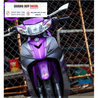 Tem trùm xe sirius tím bạc, độ team dán phủ decal xe máy spark giá rẻ đẹp