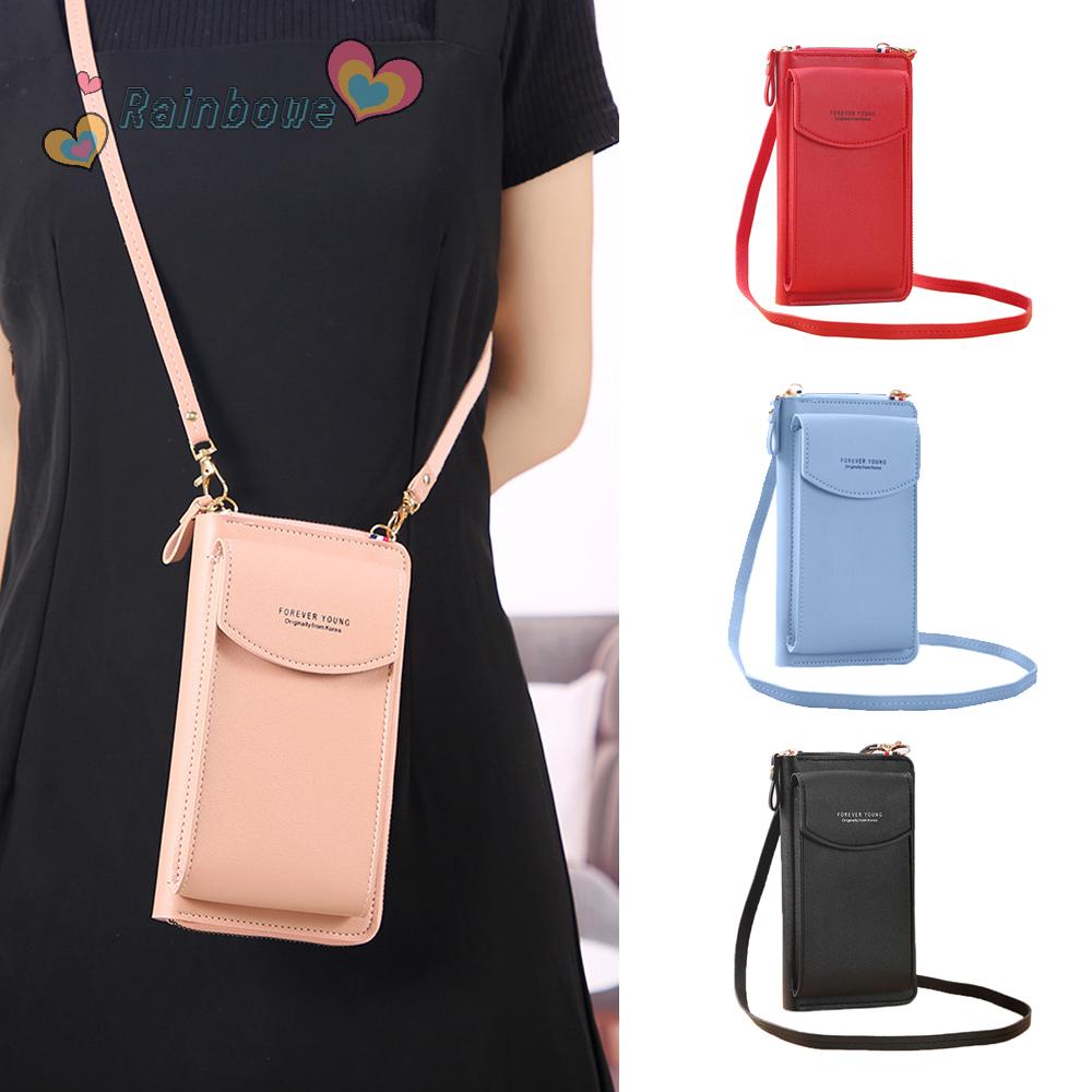 Túi Đeo Vai Bằng Da PU Màu Cầu Vồng Đa Năng Sức Chứa Lớn Cho Nữ