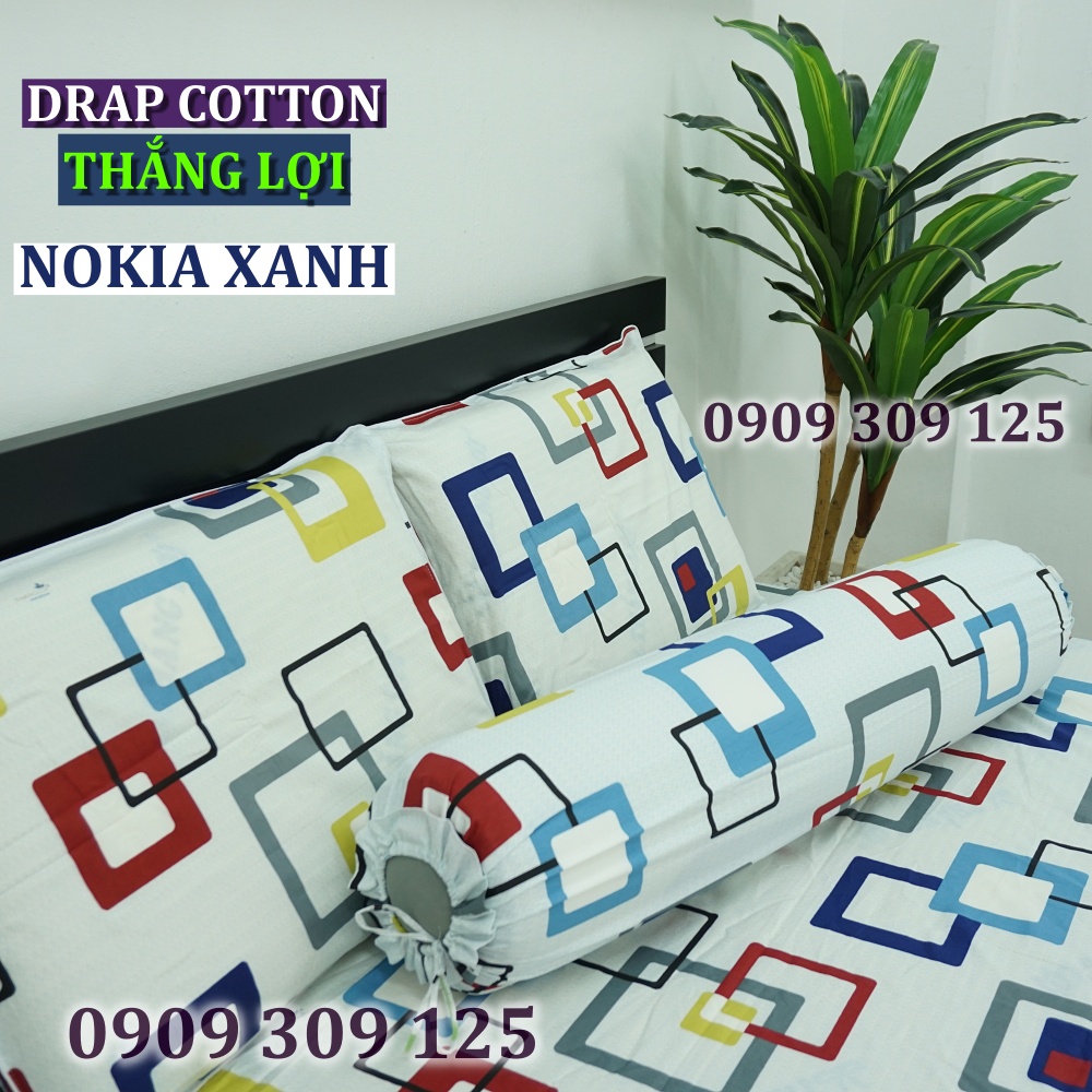 bộ ga Thắng lợi cotton, ga giường 100% chuẩn LOGO mẫu NOKIA XANH