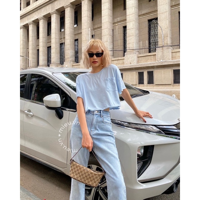 Áo croptop cổ tròn dáng suông nhiều màu MIEU - JM03