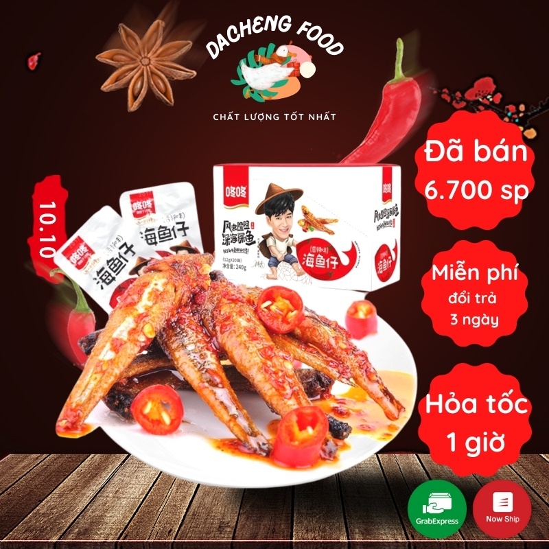 Cá cay Hồ Nam ăn liền 1 gói 12g đồ ăn vặt Sài Gòn vừa ngon vừa rẻ | Dacheng Food