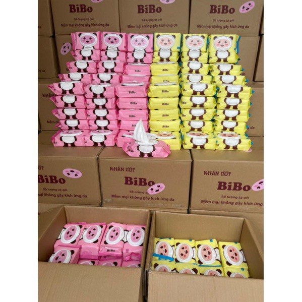 Khăn Giấy Ướt BiBo Không Mùi - An Toàn Cho Sức Khoẻ ( Bịch 100 Tờ)