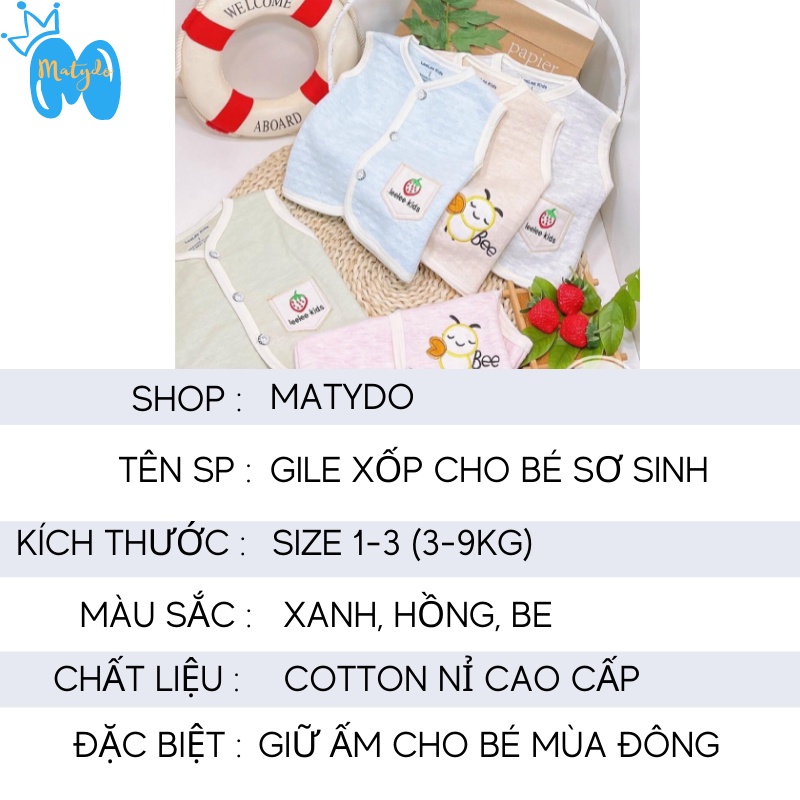 Áo gile cho bé sơ sinh MATYDO cotton nỉ cho ngày lạnh thu đông