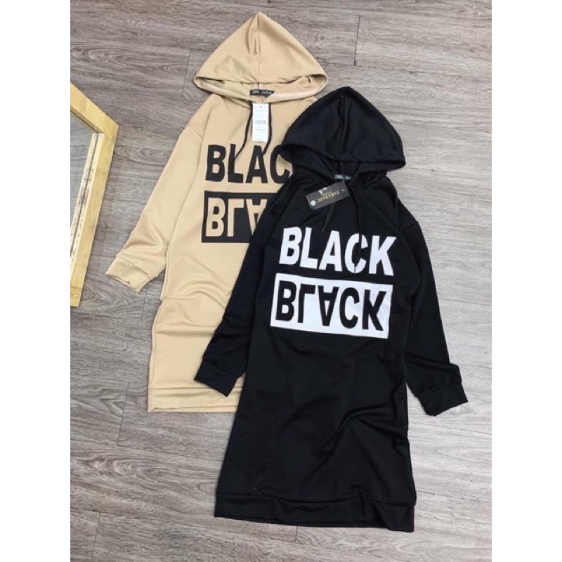 Váy suông hoodie Black trend