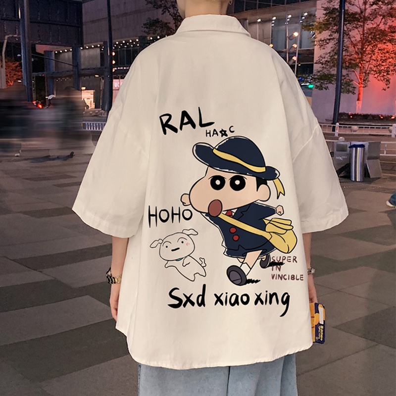 Áo Sơ Mi Nam Tay Lỡ Cổ Ve In Họa Tiết Hoạt Hình Dễ Thương Thời Trang Zenkonu SO MI NAM 0036