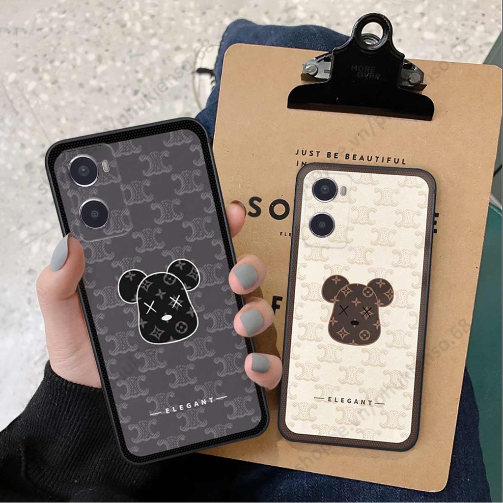 Ốp lưng điện thoại Oppo A96 elegant, gấu be@rbrick cao cấp, vỏ ốp rẻ đẹp