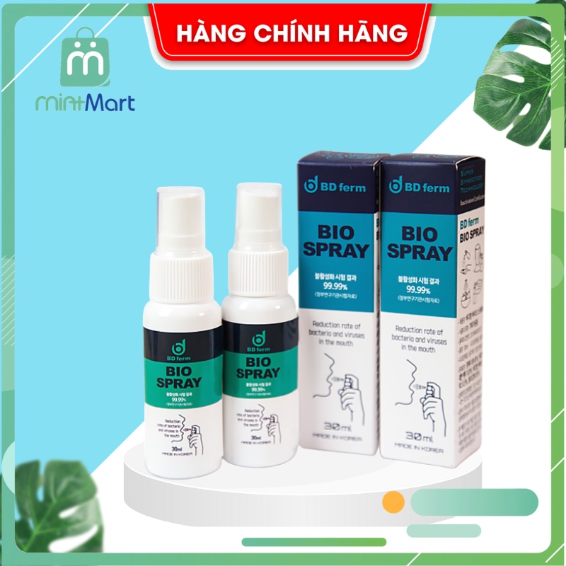 Xịt họng sinh học BIO SPRAY Bdferm Hàn Quốc 30ml, xịt khử khuẩn sinh học tăng cường miễn dịch nhập khẩu chính hãng