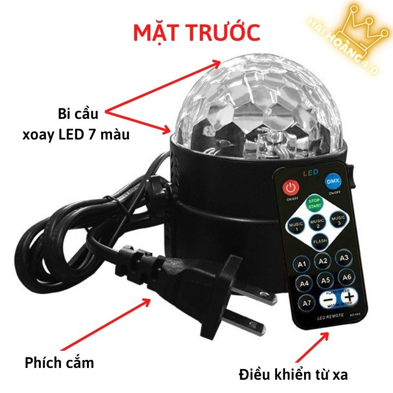Đèn Led Xoay 7 Màu Cảm Ứng Âm Thanh , Đèn Bay Phòng Theo Nhạc Dùng Cho Sân Khấu Quán Karaoke