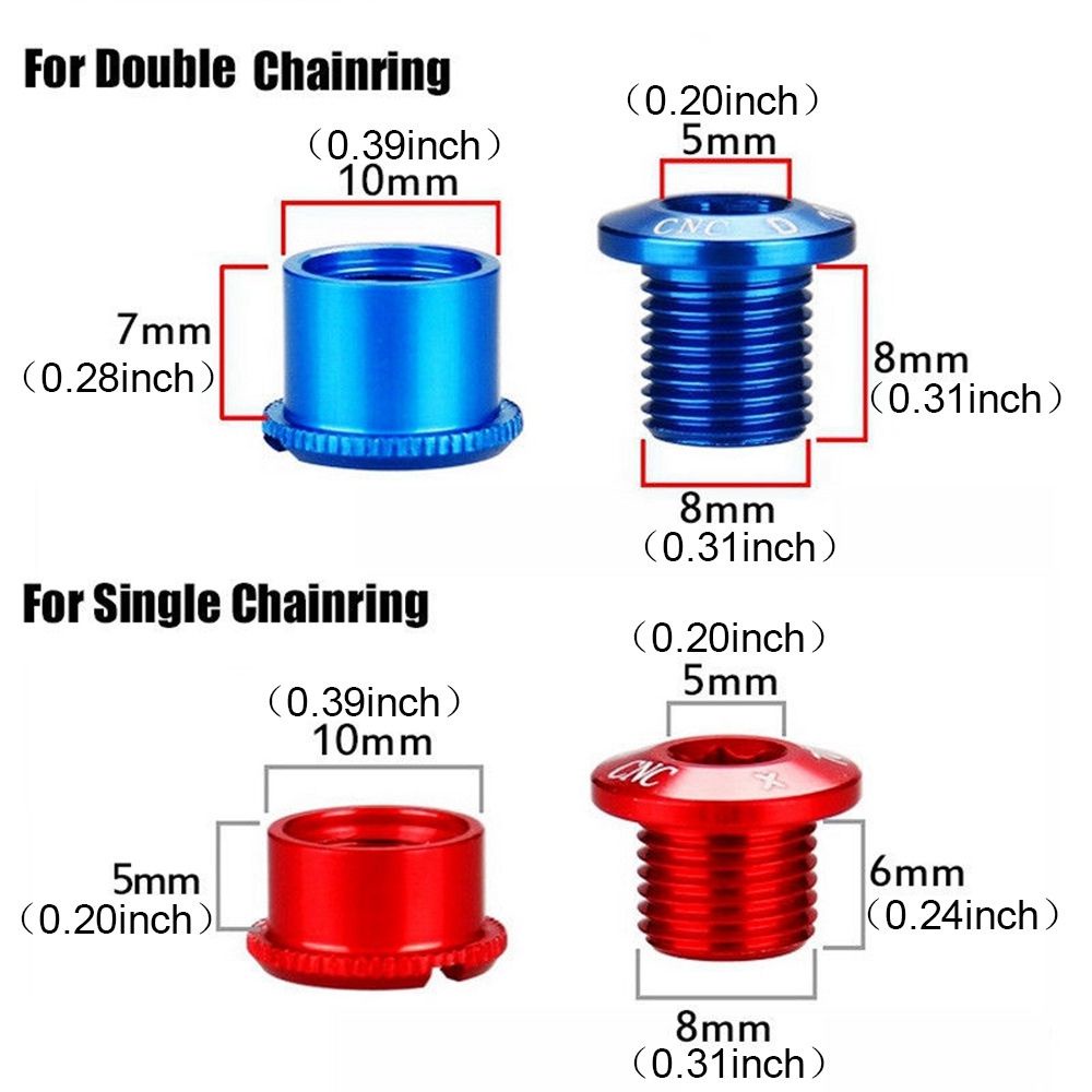 Bộ 5 cái ốc vít hợp kim 14 màu 7075 4.9mm/6.4mm gắn đĩa xích xe đạp leo núi