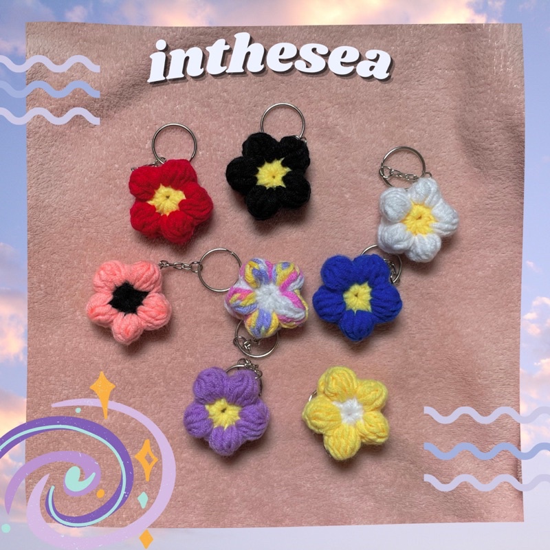 Móc Khoá Hình Bông Hoa Dễ Thương Màu Sắc Treo Cặp