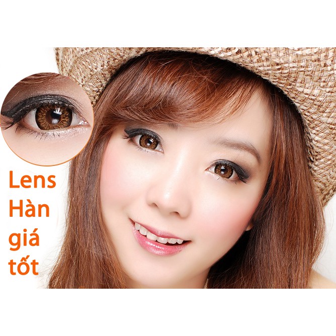 Lens-kính áp tròng Hàn Quốc chính hãng, Màu Nâu, (1 cặp lens+khay đơn)