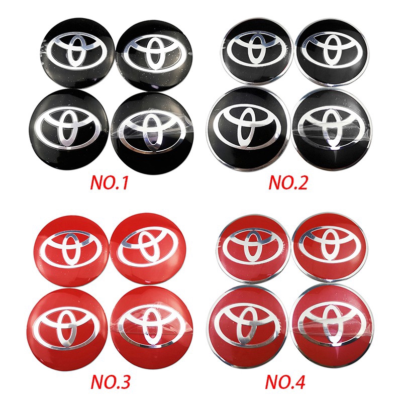 Set 4 Miếng Dán Trang Trí Trục Bánh Xe Ô Tô 56mm Toyota Trd Vxr