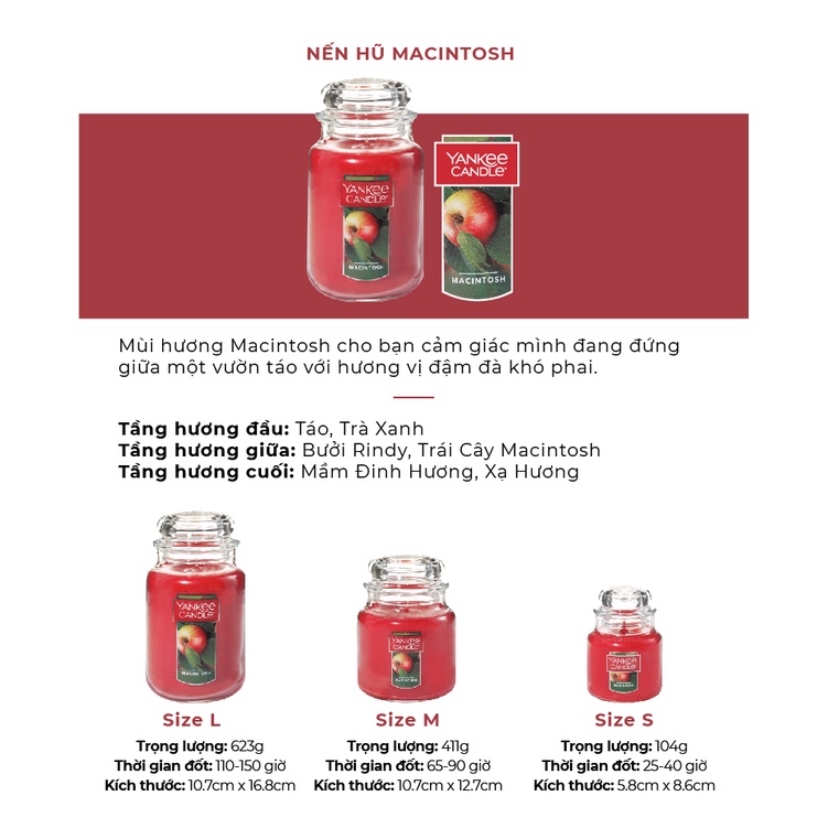 Nến hũ Yankee Candle size M - Macintosh (411g)