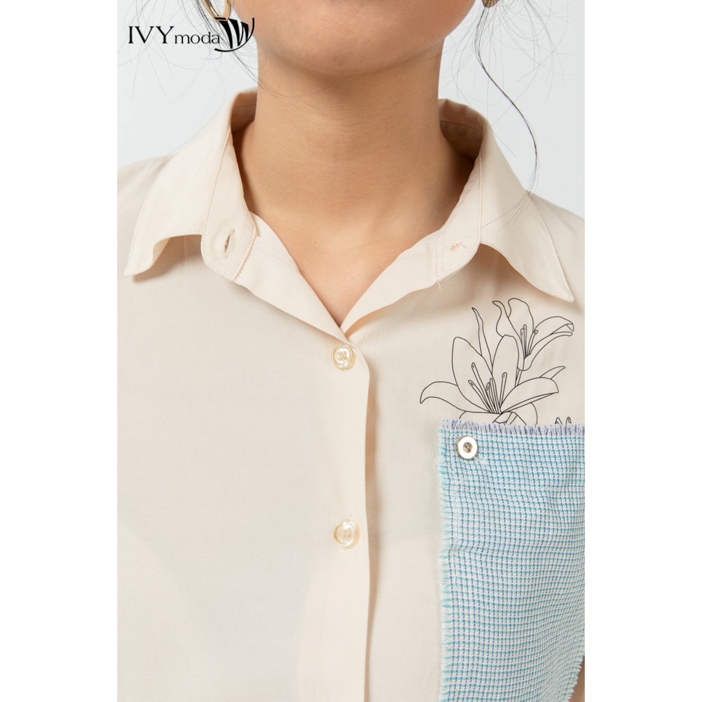 Áo sơ mi nữ ráp vải IVY moda MS 17M5781