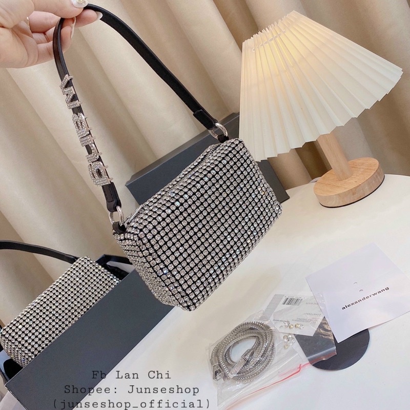 Túi Đính Đá Chữ W Khâu Kèm Hộp Chanh Xả Size 18cm