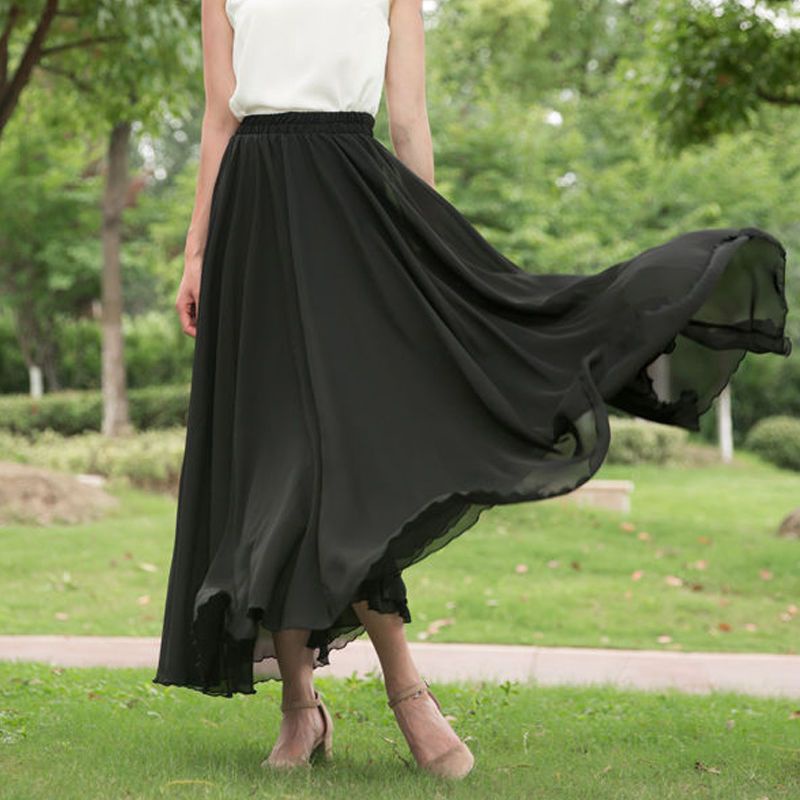 Chân Váy Xòe Chiffon Lưng Cao 8m 540 Độ Màu Đỏ Phong Cách Trung Hoa