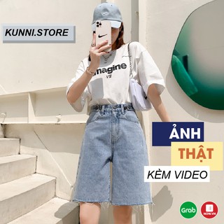 Quần short jean nữ ngố ống rộng phong cách ulzzang Kunni Store