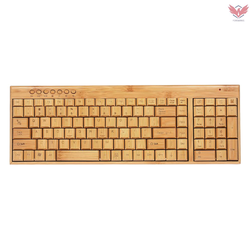 Bộ Bàn Phím + Chuột Không Dây Bằng Gỗ Tre Tự Nhiên 2.4g Phích Cắm Và Play