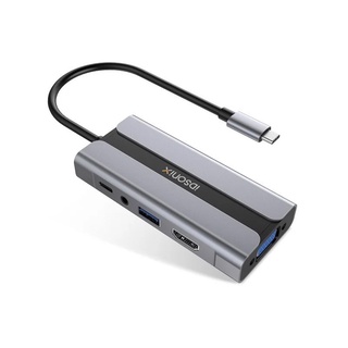 Cáp chuyển usb-c sang hdmi, vga, 3.5mm, usb 3.0, pd 60w idsonix da-5hv