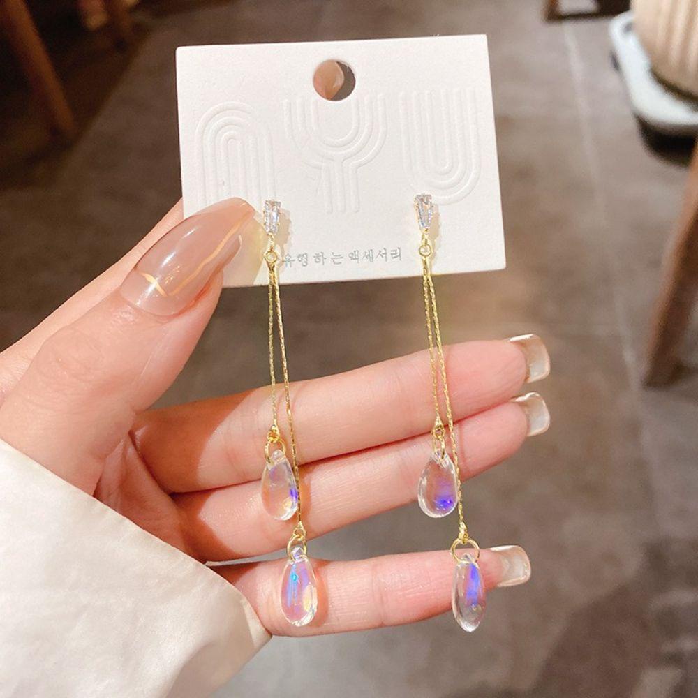 Khuyên Tai Dáng Dài Đính Nơ Hình Vuông Sang Trọng|Khuyên Tai Phong Cách Hàn Quốc