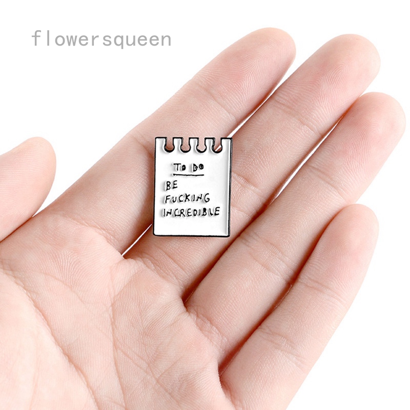 flowersqueen Ghim cài áo tráng men hình danh sách có chữ to do ngộ nghĩnh