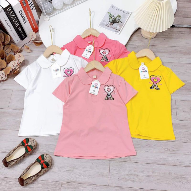 POLO BÉ GÁI {20-30kg} Áo phông cộc có cổ bé gái đi học size đại (link 2)