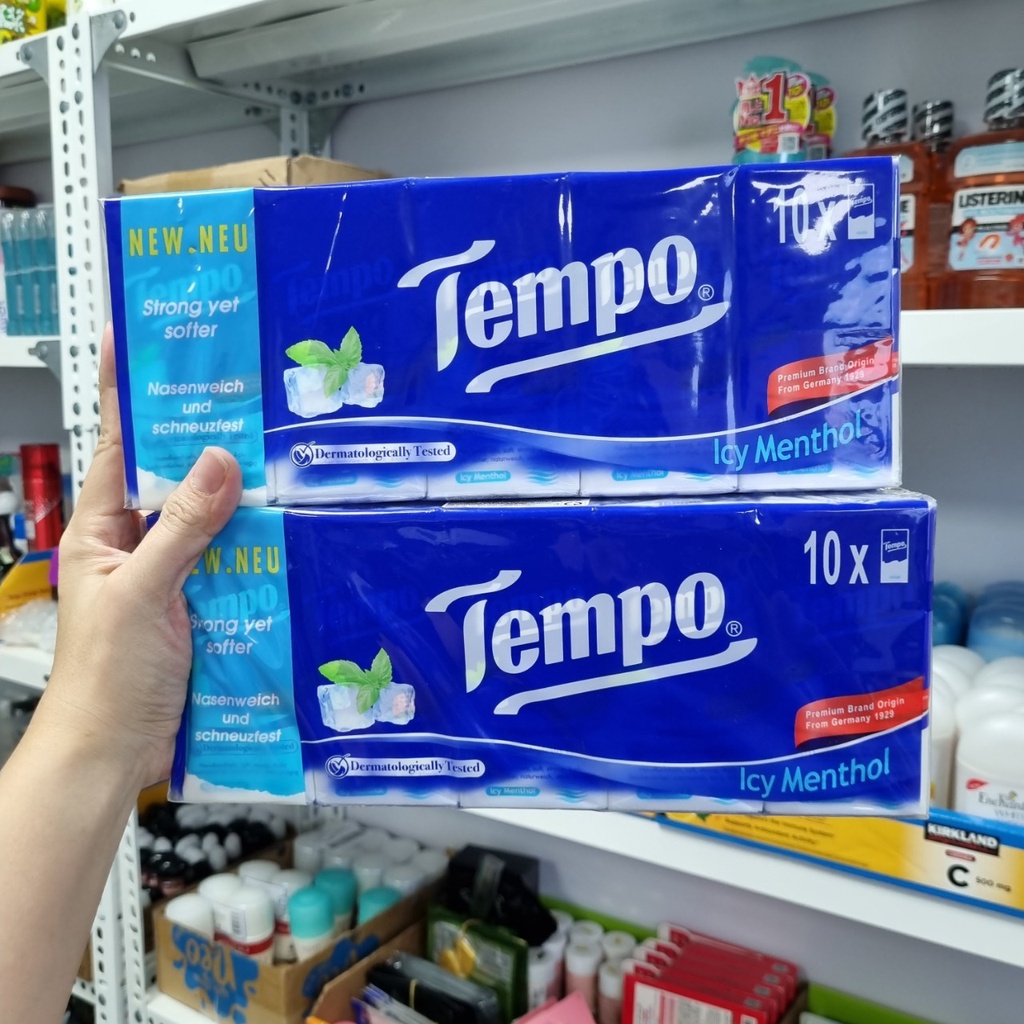 Khăn giấy TEMPO Icy Menthol (1 lốc 10 Gói - Bạc hà)