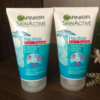 Sữa Rửa Mặt Garnier Hautklar 3in1: Rửa mặt + Tẩy da chết + Mặt nạ, 150ml
