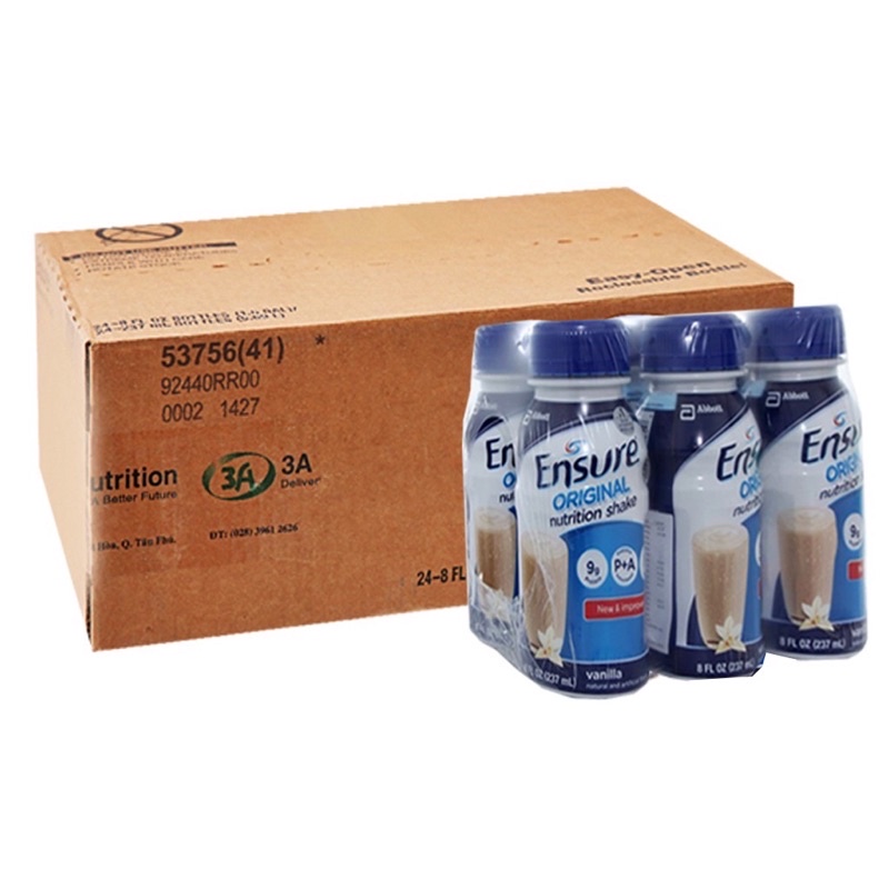 Thùng 24 chai Ensure nước hương Vani 237ml/chai