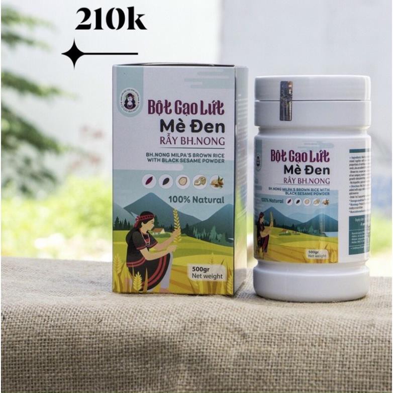 [SP HỮU CƠ - 100% TỰ NHIÊN]: Bột gạo lứt mè đen rẫy Bh.nong hộp 500gr