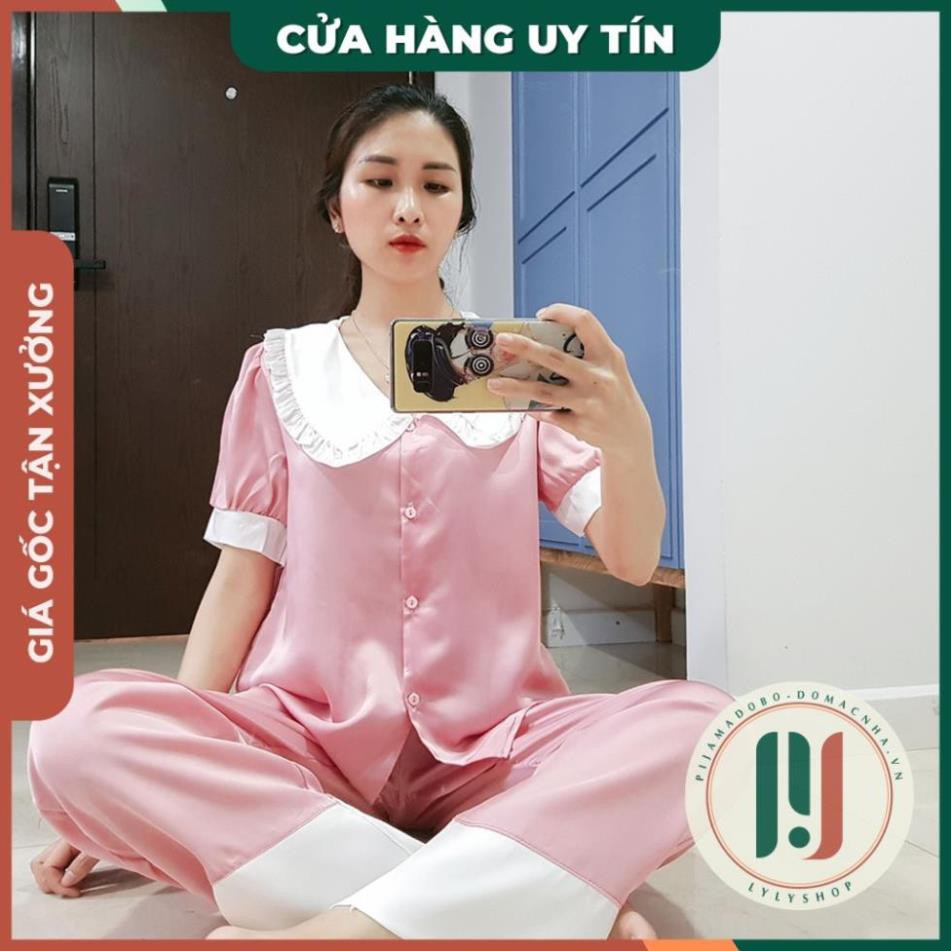 Bộ pijama, đồ bộ mặc nhà cộc tay lụa satin mềm mịn, kiểu dáng tiểu thư dễ thương [ẢNH THẬT + VIDEO TỰ CHỤP] Xịn