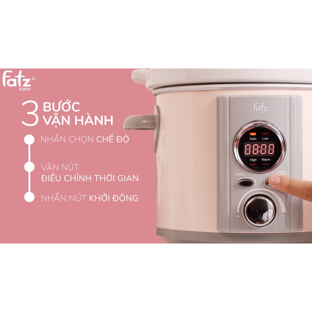 Nồi nấu chậm thông minh hẹn giờ 2.5L Fatz Baby - SLOW 4 - FB9215MT / FB9215MH