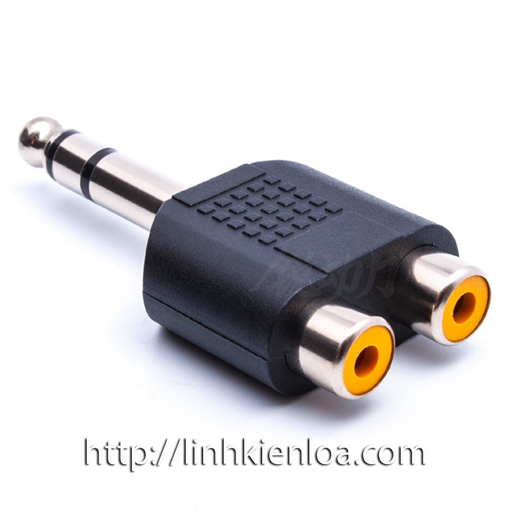 Jack cắm chuyển đổi âm thanh Jack cắm 6.35 mm sang 2 đầu hoa sen AV  Stereo và Mono