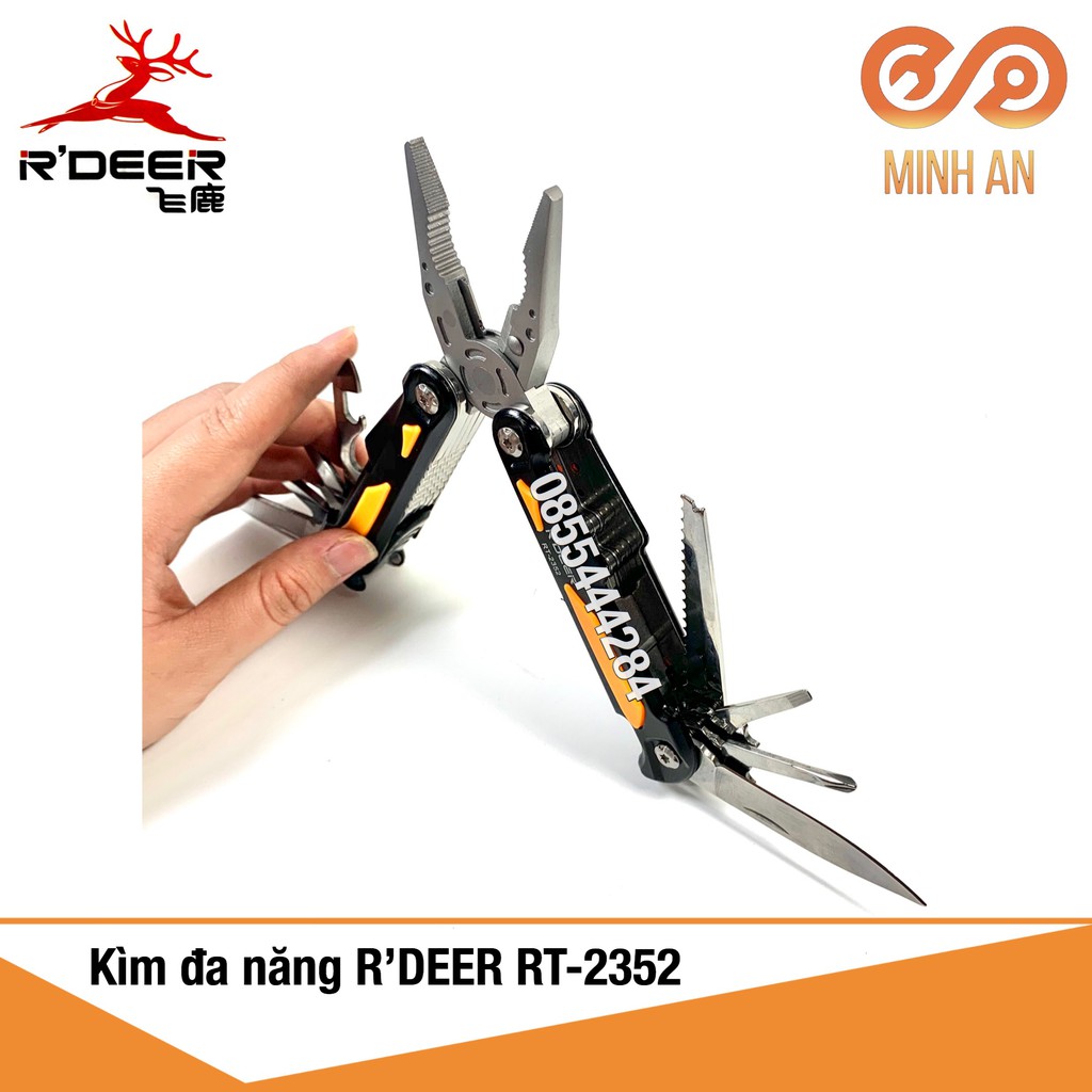 Kìm đa năng cao cấp 13 chức năng R'DEER RT-2352 nhỏ gọn, cứu hộ, thoát hiểm, cấp cứu, sinh tồn, du lịch, cắm trại