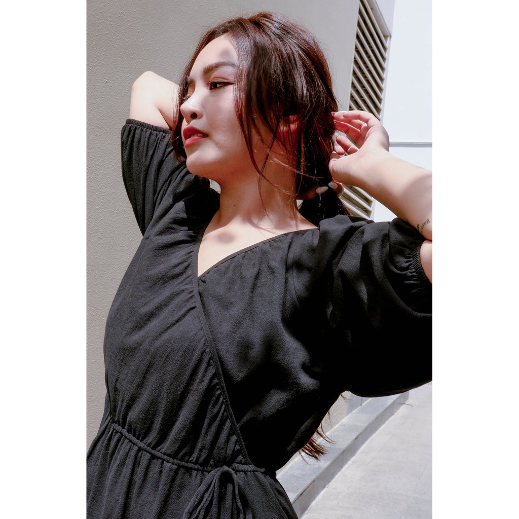 Đầm vạc chéo tay bồng, chun eo DOKESI  - Rosie Dress