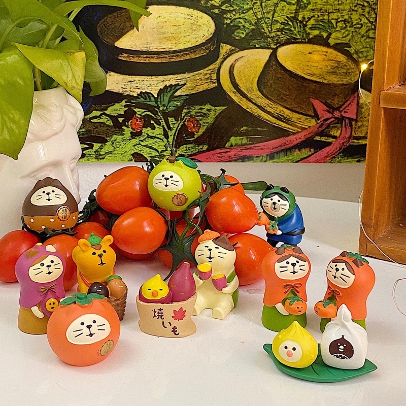 Mô hình mèo chủ đề mùa khoai lang, hạt dẻ