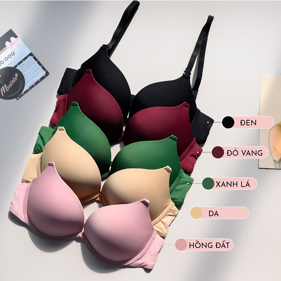 Áo Lót Nữ Mút Vừa Dày 2cm Có Gọng Nâng Ngực Trơn Flex Iris (Mustoto MA0601)