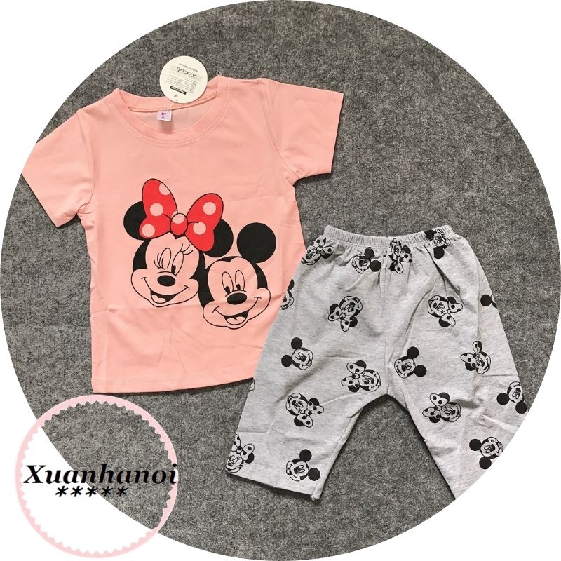 Bộ bé gái Mickey áo cộ tay và quần ngố XHN556