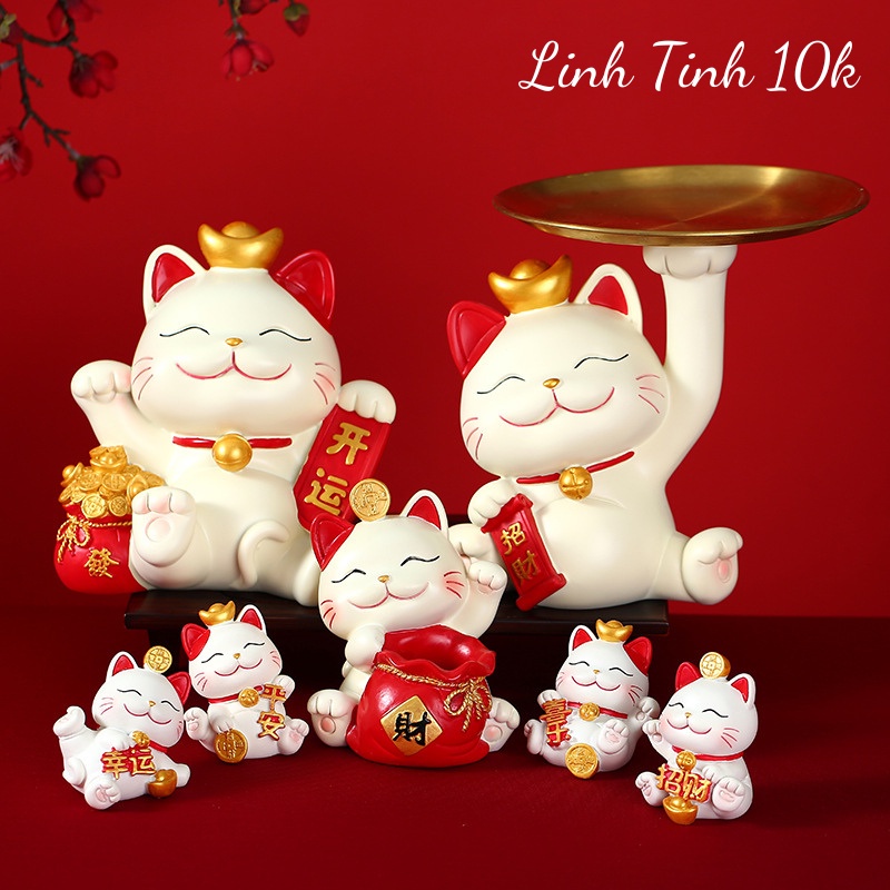Mèo may mắn mini trang trí nhà cửa, bàn làm việc, ô tô dễ thương/ Mèo may mắn năm mới 💕FREESHIP 50k💕 Linh Tinh 10k