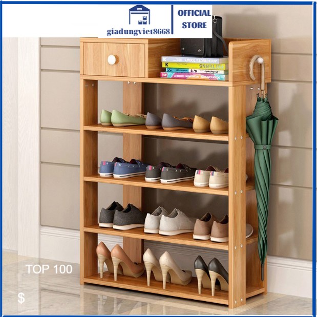 Kệ để Giày Dép 5 Tầng Bằng Gỗ Cao Cấp/Kệ được Thiết Kế 5 Tầng để Giày Dép ,ngăn Kéo đựng đồ Kt Kệ 5 Tầng: 83 X 24 X 60