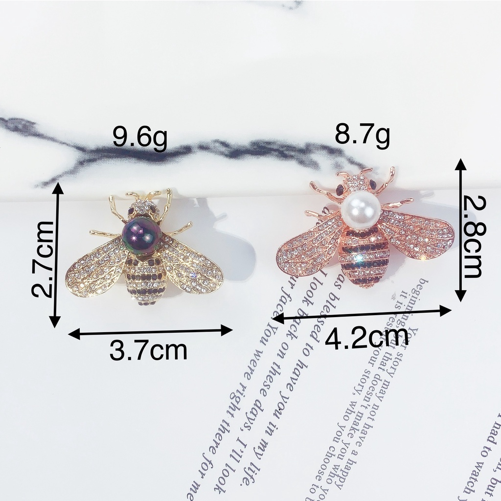 Ghim Cài Áo Hình Con Ong Đính Đá Và Ngọc Trai Sang Trọng