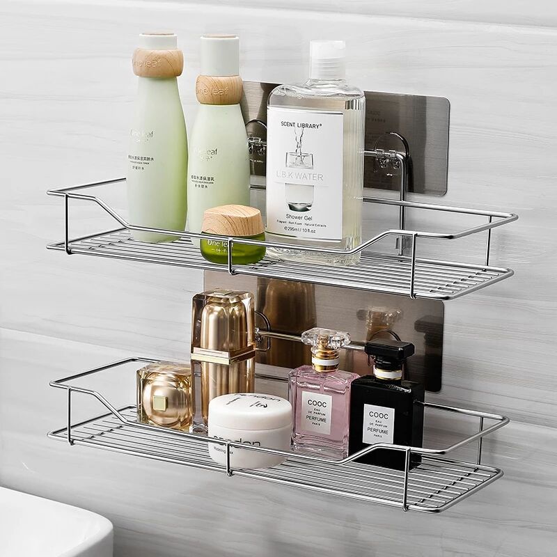 Kệ Nhà Tắm, Kệ Dán Góc Tường inox, Giá Phòng Tắm Để Đồ Đa Năng Cao Cấp Tặng Kèm Miếng Dán Siêu Dính Beecook