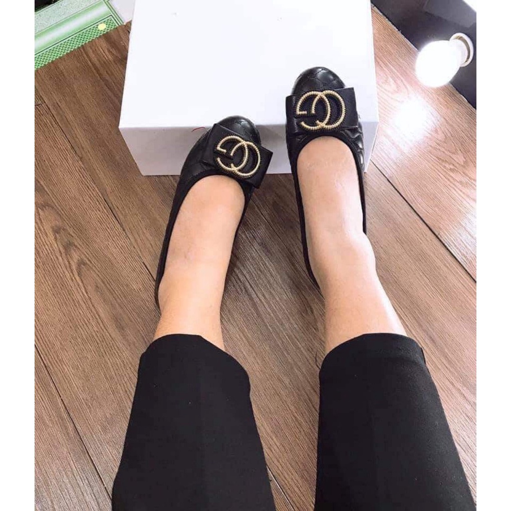 Giày búp bê nữ phối khóa siêu xinh , giày búp bê mũi tròn da mềm cực êm 101